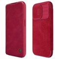 Bolsa Tipo Flip Nillkin Qin Pro para iPhone 15 Pro Max - Vermelho