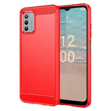 Capa de TPU Escovado para Nokia G22 - Fibra de Carbono - Vermelho