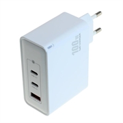 Carregador OTB USB GaN 100W - 2x USB-C e 1x USB-A, Carregamento rápido com fornecimento de energia - Branco