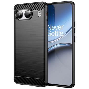 Capa de TPU Escovado para OnePlus Nord 4 - Fibra de Carbono - Preto