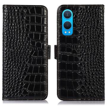 Bolsa de Pele Tipo Carteira Crocodile com RFID para OnePlus Nord CE4 Lite/Oppo K12x