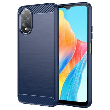 Capa de TPU Escovado para Oppo A18/A38 - Fibra de Carbono - Azul