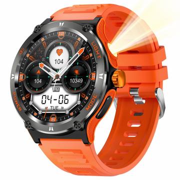 Smartwatch KT76 à prova de água, estilo exterior, com bússola e lanterna - 1.53" - Laranja