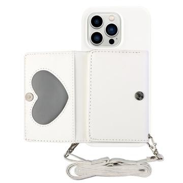 Capa com Carteira e Alça Série Heart para iPhone 14 Pro - Branco