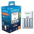 Carregador de bateria inteligente Panasonic Eneloop BQ-CC17 com 4 pilhas AA recarregáveis de 2000mAh