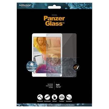 Protetor Ecrã  - 9H -PanzerGlass AntiBacterial para iPad 10.2 2019/2020/2021 - Case Friendly - Borda Preta