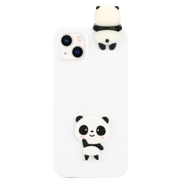 Capa de TPU 3D Cartoon para iPhone 14 Plus - Panda Branco