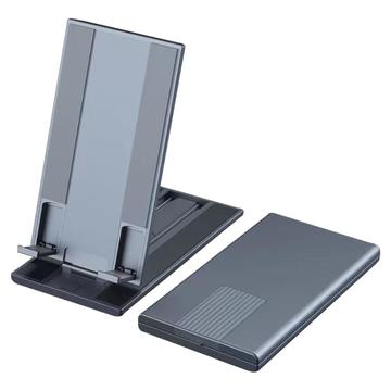 Suporte de telefone ajustável de alumínio Suporte de mesa para tablet totalmente dobrável Base para telefone Acessórios de escritório - preto