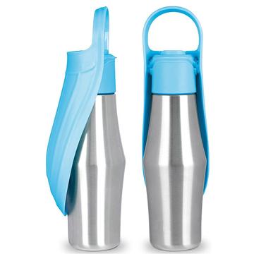 Garrafa de água portátil para cães em aço inoxidável - 750ml - Azul