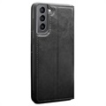 Capa de Pele Tipo Carteira Qialino Classic para Samsung Galaxy S21+ 5G - Preto