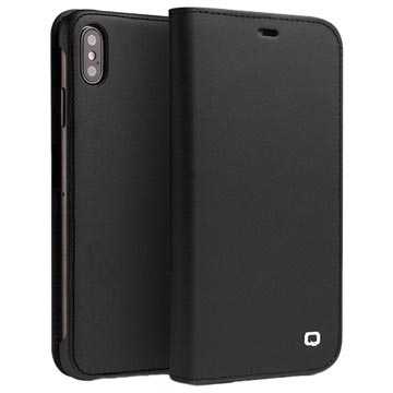 Bolsa de Pele Tipo Carteira Qialino Classic para iPhone XS Max - Preto