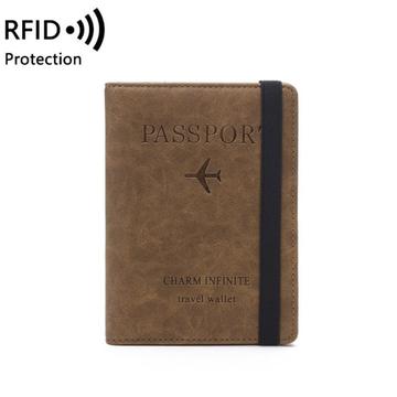 Carteira de Viagem / Capa de Passaporte Bloqueadora de RFID - Café