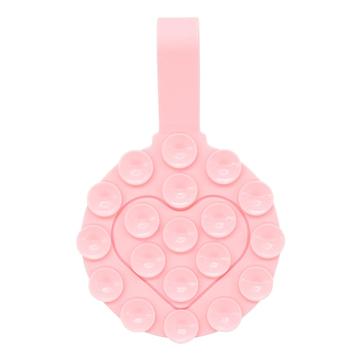 Suporte para telemóvel com ventosa em forma de coração em silicone RK-X18/19 - Suporte amovível de dupla face - Rosa