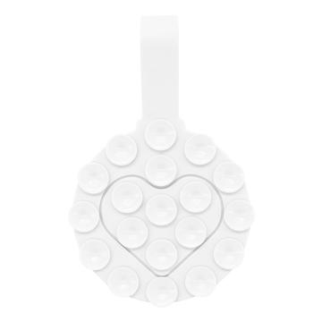 Suporte para telemóvel com ventosa em forma de coração em silicone RK-X18/19 - Suporte amovível de dupla face - Branco