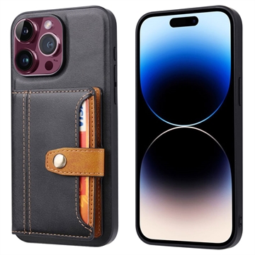 Bolsa com Carteira Retro Style para iPhone 15 Pro - Preto