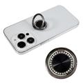 Rhinestone Decor Phone Ring Kickstand Holder CD Veins Rotation Metal Finger Grip Ajustável Suporte para Celular - Preto