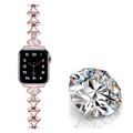 Bracelete em Forma de Leque com Strass para Apple Watch 7/SE/6/5/4/3/2/1 - 45mm/44mm/42mm - Cor-de-Rosa