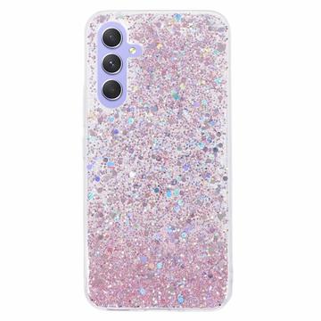 Capa de TPU Glitter Flakes para Samsung Galaxy A05s - Cor-de-Rosa