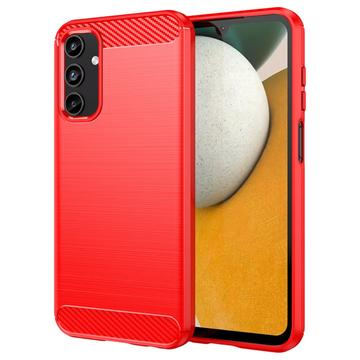 Capa de TPU Escovado para Samsung Galaxy A15 - Fibra de Carbono - Vermelho