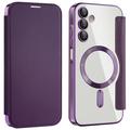 Capa flip para Samsung Galaxy A15 com ranhura para cartão - Compatível com MagSafe - Roxo