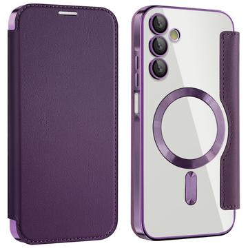 Capa flip para Samsung Galaxy A15 com ranhura para cartão - Compatível com MagSafe - Roxo