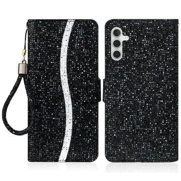 Samsung Galaxy A15 Capa para carteira com brilho elegante - Preto