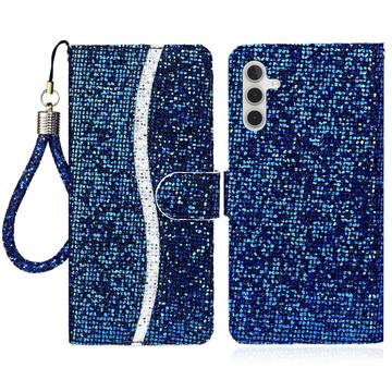 Samsung Galaxy A15 Capa para carteira com brilho elegante - Azul