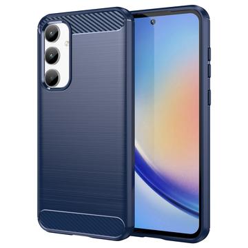 Capa de TPU Escovado para Samsung Galaxy A35 - Fibra de Carbono - Azul