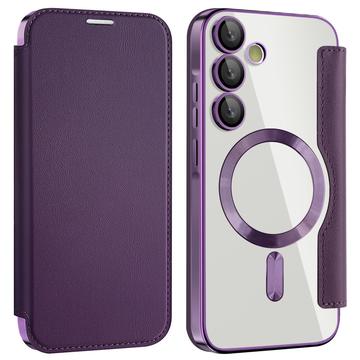 Capa flip para Samsung Galaxy A35 com ranhura para cartão - Compatível com MagSafe - Roxo