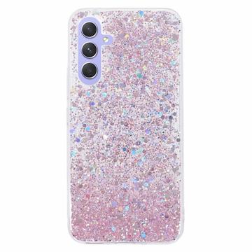 Capa de TPU Glitter Flakes para Samsung Galaxy A35 - Cor-de-Rosa