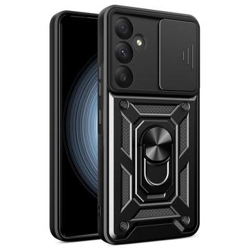 Capa Híbrida de Anel Rotativo com Proteção de Câmera para Samsung Galaxy A35 - Preto