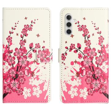 Bolsa Tipo Carteira Style Series para Samsung Galaxy A35 - Flores Cor-de-Rosa