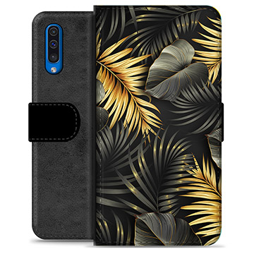 Bolsa tipo Carteira - Samsung Galaxy A50 - Folhas Douradas