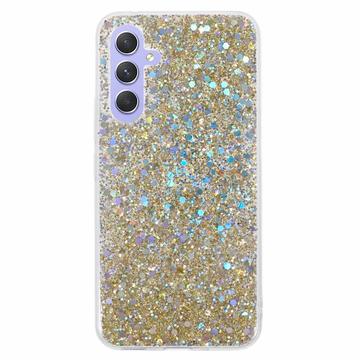 Capa de TPU Glitter Flakes para Samsung Galaxy A54 5G - Dourado