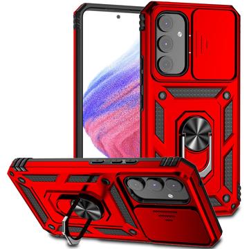 Capa Híbrida de Anel Rotativo com Proteção de Câmera para Samsung Galaxy A54 5G - Vermelho