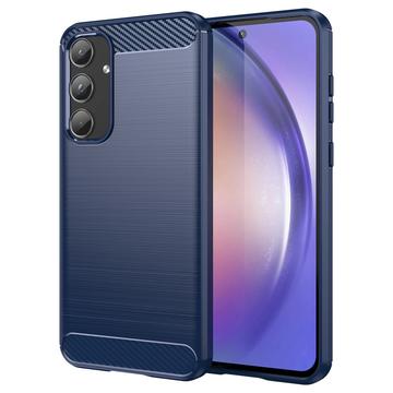 Capa de TPU Escovado para Samsung Galaxy A55 - Fibra de Carbono - Azul