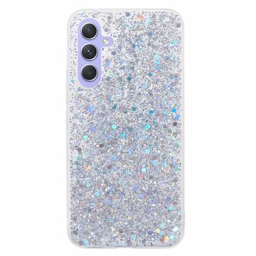 Capa de TPU Glitter Flakes para Samsung Galaxy A55 - Prateado