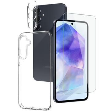 Samsung Galaxy A55 Northjo Conjunto de proteção 3 em 1 - Transparente