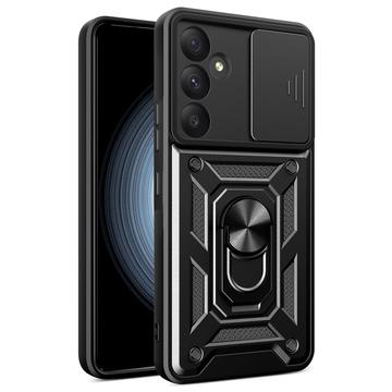 Capa Híbrida de Anel Rotativo com Proteção de Câmera para Samsung Galaxy A55 - Preto