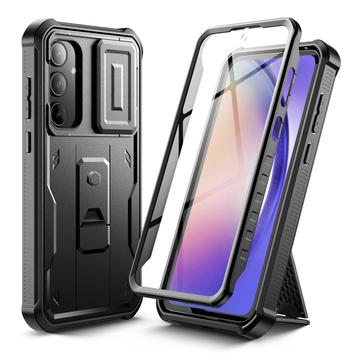 Capa Tech-Protect Kevlar Cam+ para Samsung Galaxy A55 - Protetor de ecrã, protetor de câmara, suporte para o pé - Preto