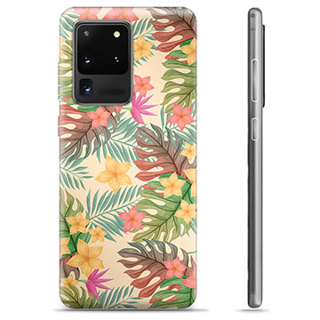 Capa de TPU para Samsung Galaxy S20 Ultra  - Flores Cor-de-rosa