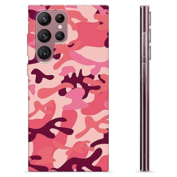 Capa de TPU - Samsung Galaxy S22 Ultra 5G - Camuflagem Rosa