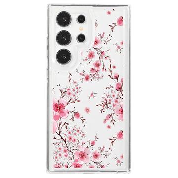 Capa TPU Ultra Fashion para Samsung Galaxy S23 Ultra - Flores cor-de-rosa