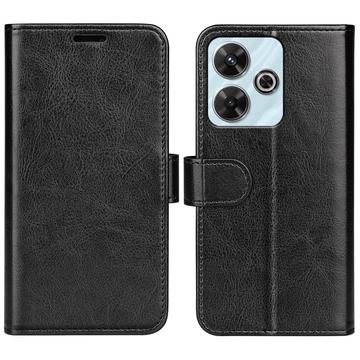 Capa tipo carteira com fecho magnético para Xiaomi Redmi Note 13R/Poco M6 4G/Redmi 13 5G - Preto