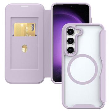 Capa flip para Samsung Galaxy S24 com ranhura para cartão - Compatível com MagSafe - Roxo