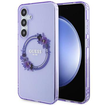 Capa Guess IML Flowers Wreath para Samsung Galaxy S24 - Compatível com MagSafe - Roxo