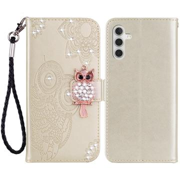 Capa para carteira Samsung Galaxy S24 Owl Rhinestone