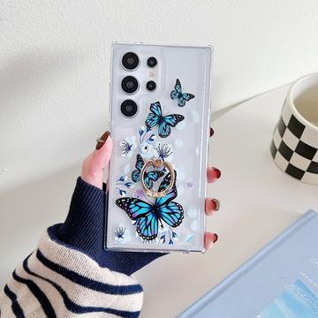 Capa Butterfly TPU com suporte de anel para Samsung Galaxy S24 Ultra - Azul escuro