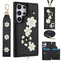 Capa Samsung Galaxy S24 Ultra Flower Decor com fita adesiva - Preto