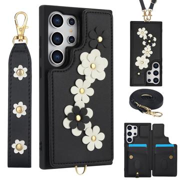 Capa Samsung Galaxy S24 Ultra Flower Decor com fita adesiva - Preto